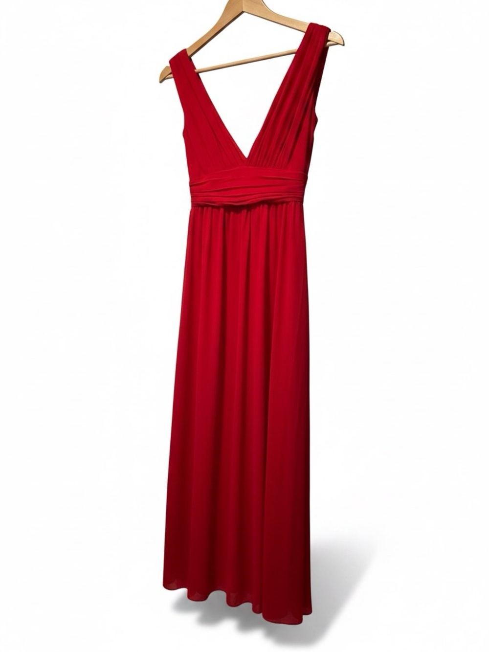 NWT Lulus Red Maxi Bridesmaid Dress XS | Deep V-Neck Empire Waist Formal Gown